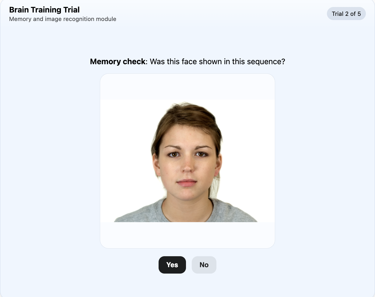 Screenshot of brain training app