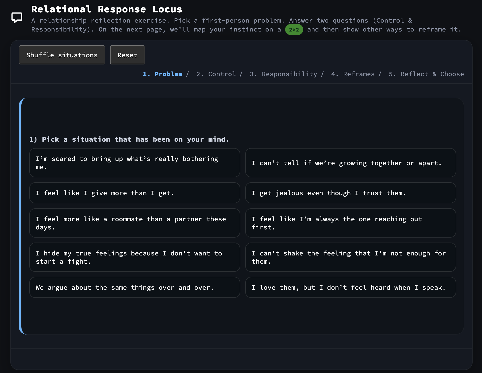 Reflect on a relationship